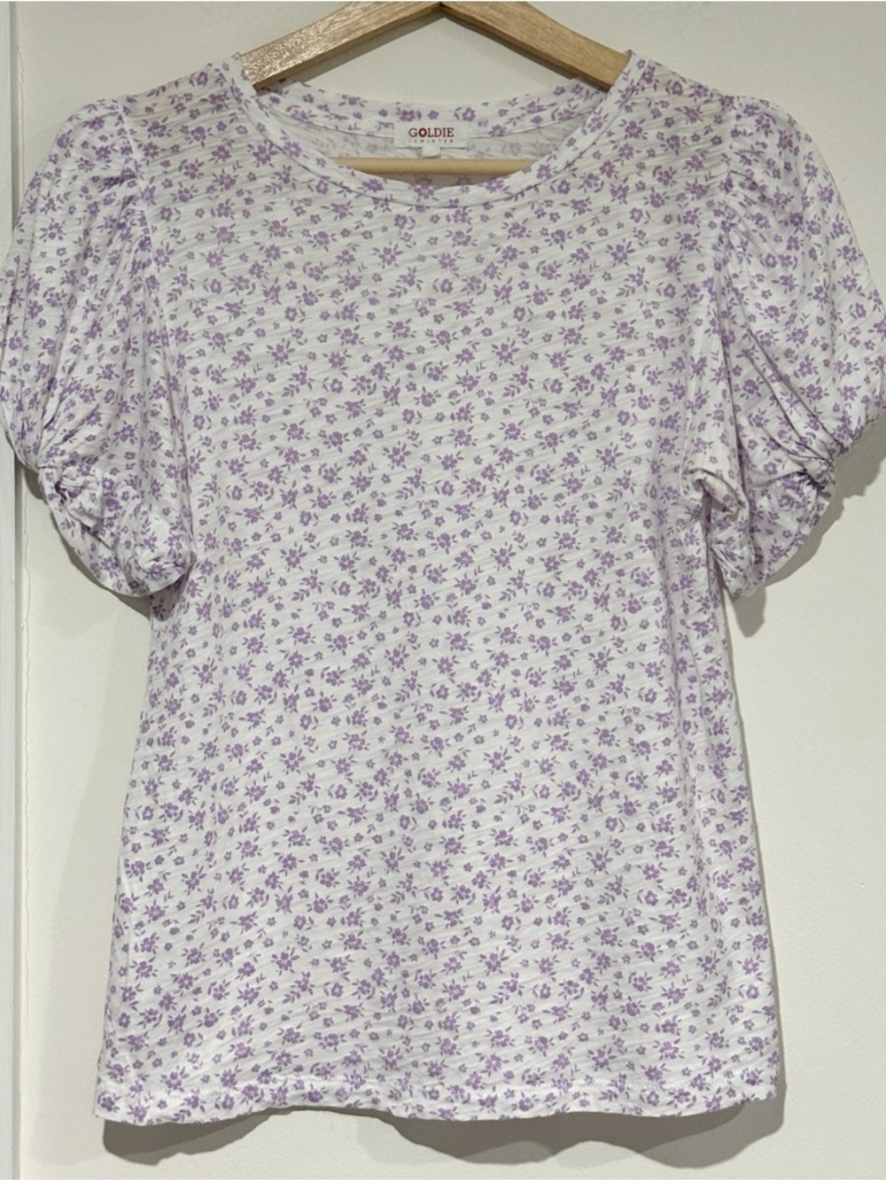 Goldie Lewinter Ditsy Mutton Sleeve Knot Floral Print Top